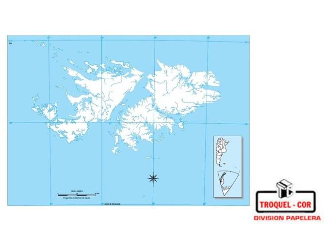 MAPA N*3 DIVISION POLITICA ISLAS MALVINAS